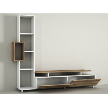 Mueble TV con estante Tulip nogal blanco - 745DCD3012