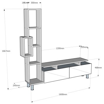 Mueble TV con estante Tulip nogal blanco - 745DCD3012