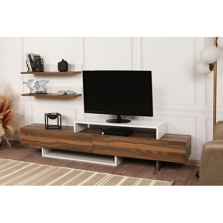 Mueble TV con estante Nirvana teca blanco