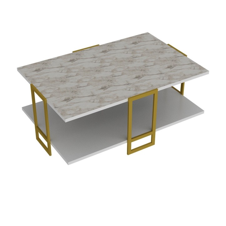 Mesa de centro Polka blanco oro