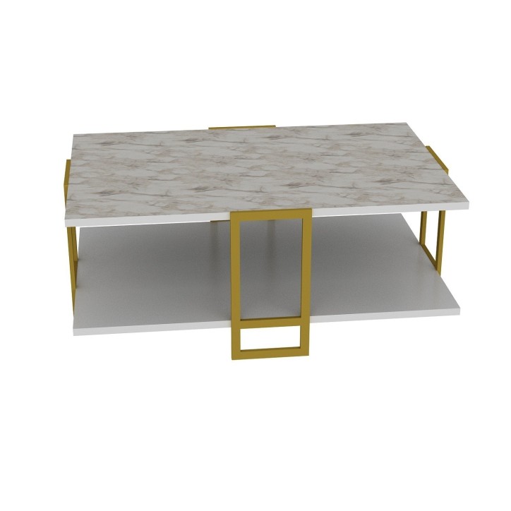 Mesa de centro Polka blanco oro