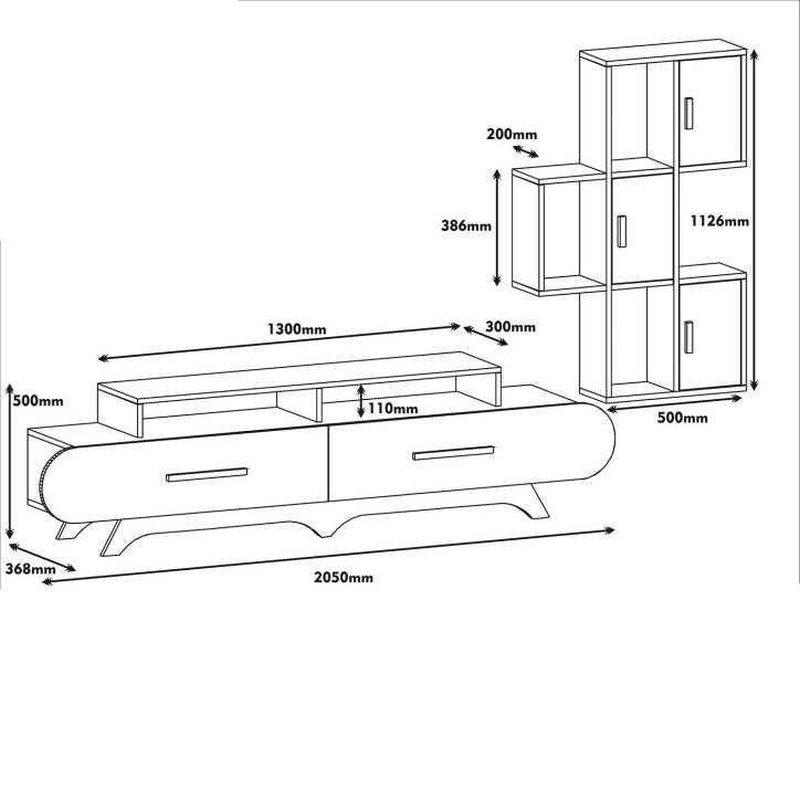 Mueble TV con estante Flora S amarillo nogal