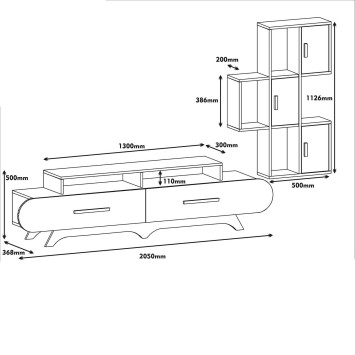 Mueble TV con estante Flora S amarillo nogal - 845HCT3036