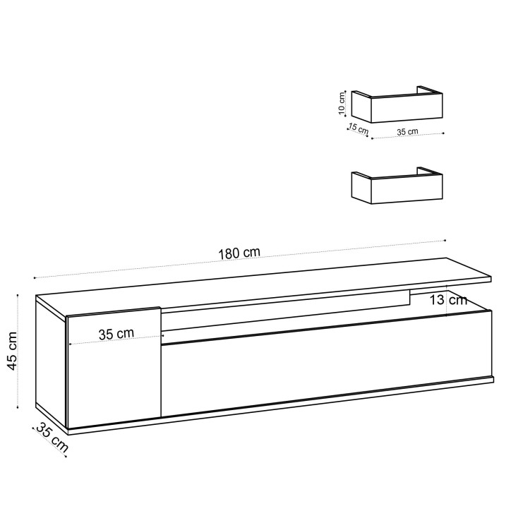 Mueble TV con estante Alika roble