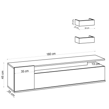 Mueble TV con estante Alika roble - 393MRD1108