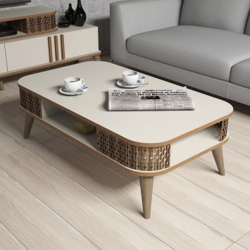 Conjunto de muebles de salón Eylül crema - 845HCT5221