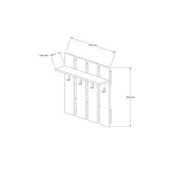 Perchero de pared Mita antracita nogal - 835PUQ4001