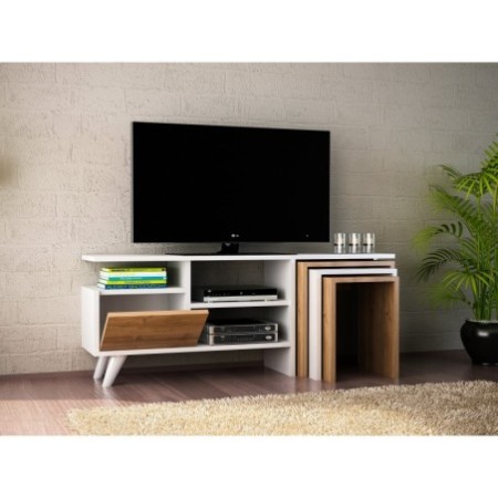 Mueble TV con estante Nature nogal blanco