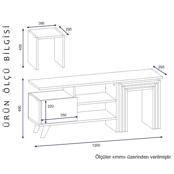 Mueble TV con estante Nature nogal blanco