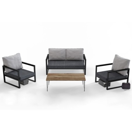 Conjunto de muebles de jardín MTLKNP003 gris negro