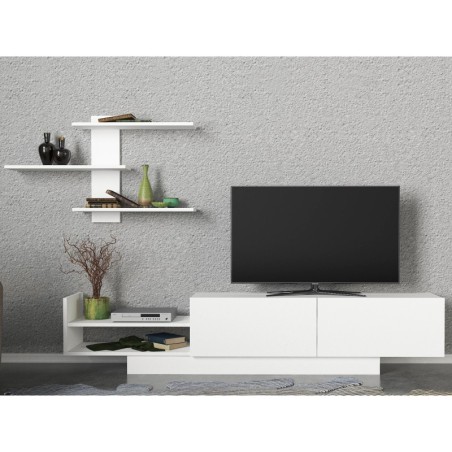 Mueble TV con estante Egemen blanco