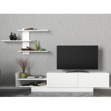 Mueble TV con estante Egemen blanco - 745DCD3033