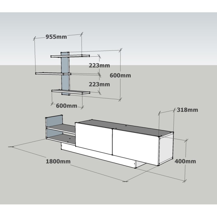 Mueble TV con estante Egemen blanco