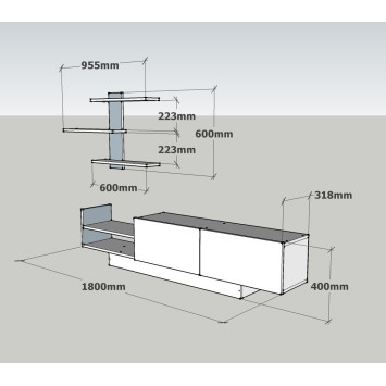 Mueble TV con estante Egemen blanco - 745DCD3033