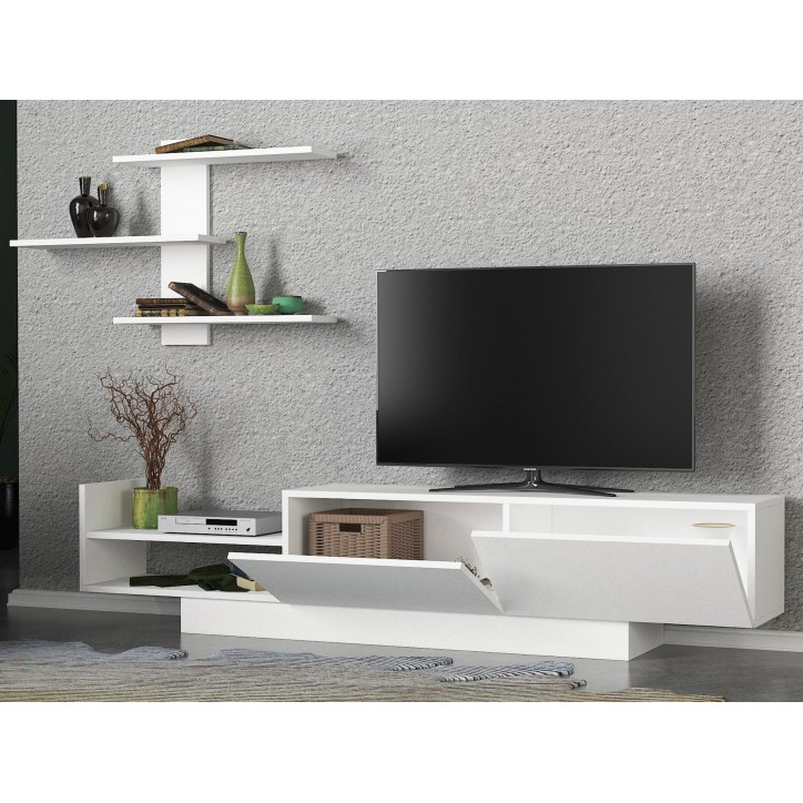 Mueble TV con estante Egemen blanco