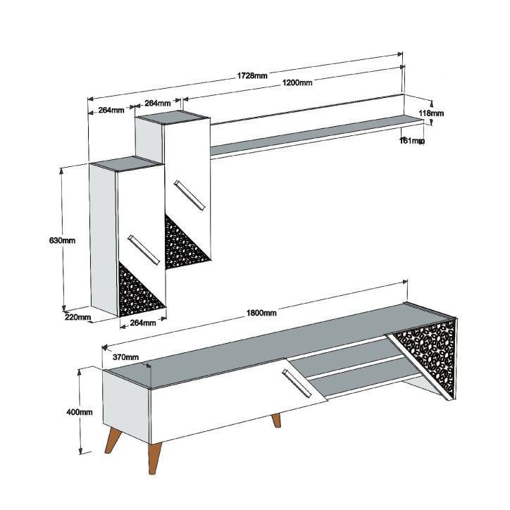 Mueble TV con estante Beril nogal