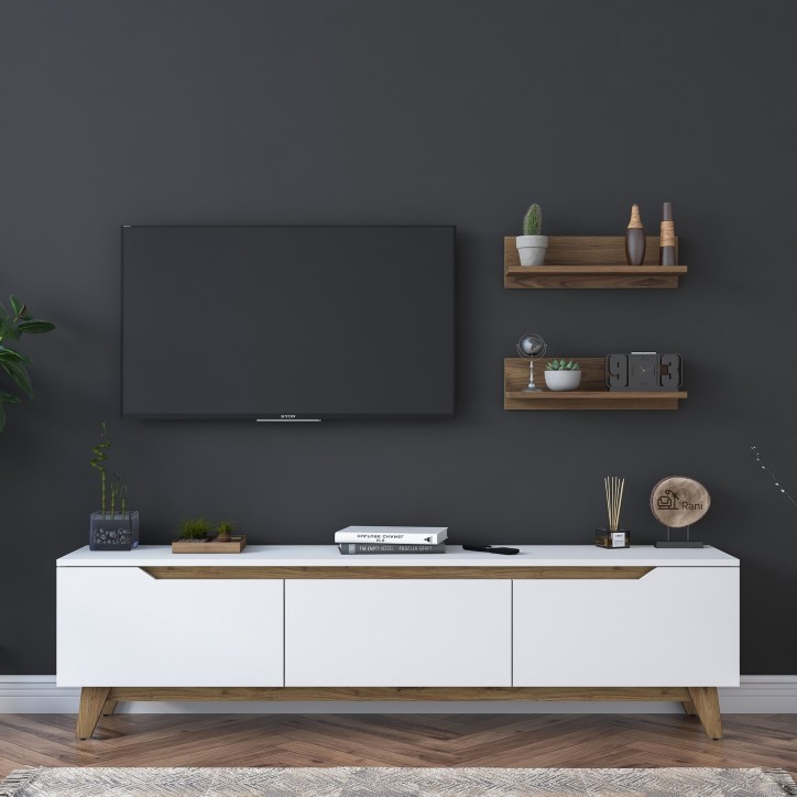 Mueble TV con estante M48 1053 nogal blanco