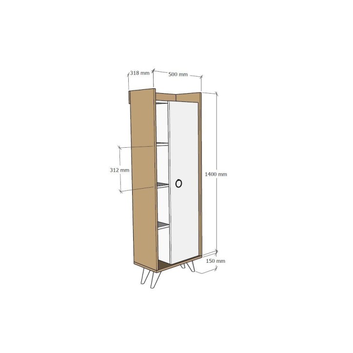 Mueble auxiliar Ilgım roble blanco