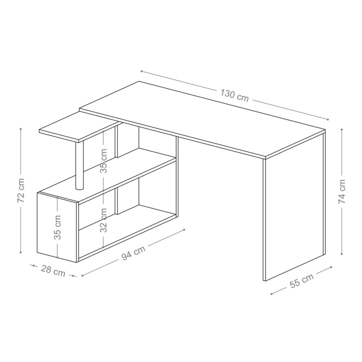 Escritorio de estudio Gelincik blanco