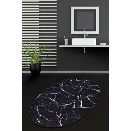 Alfombra de baño Marble DJT  negro azul marino blanco