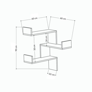 Estante de pared Luksa roble - 776HMS1715