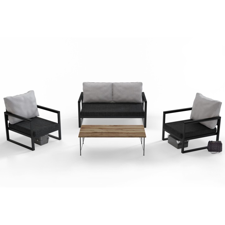 Conjunto de muebles de jardín MTLKNP001 antracita negro