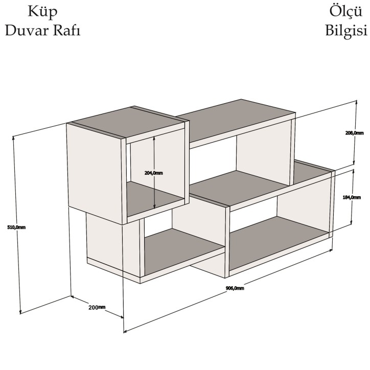 Estante de pared Afro nogal blanco