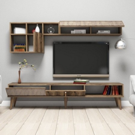 Mueble TV con estante Milan nogal