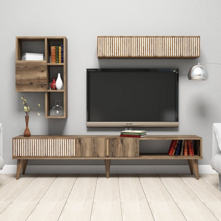 Mueble TV con estante Milan nogal