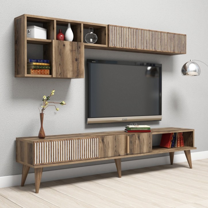 Mueble TV con estante Milan nogal