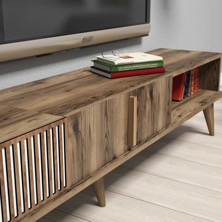 Mueble TV con estante Milan nogal