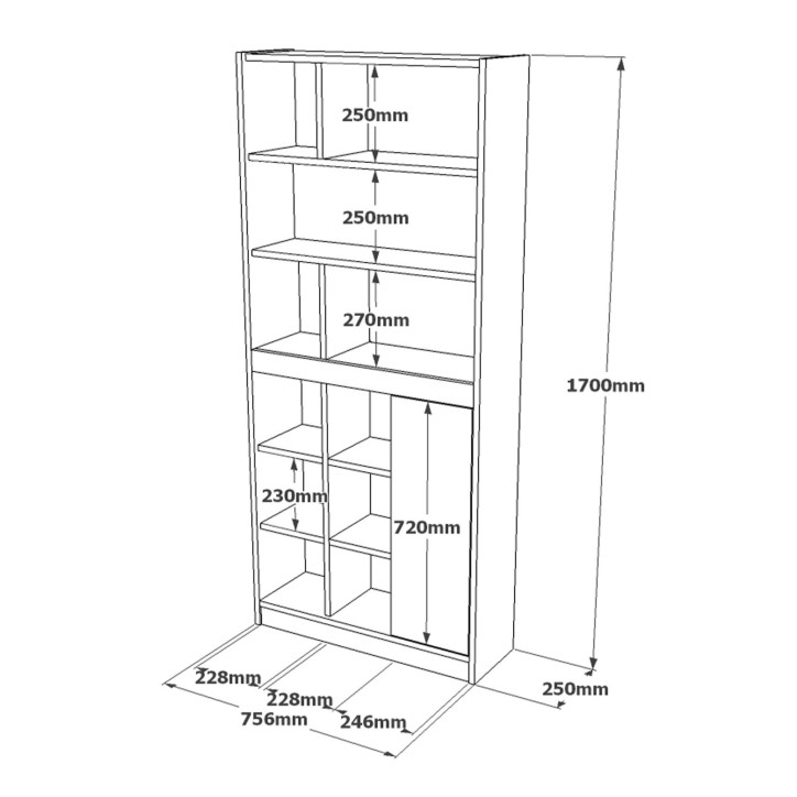 Librería LV20-WK roble blanco