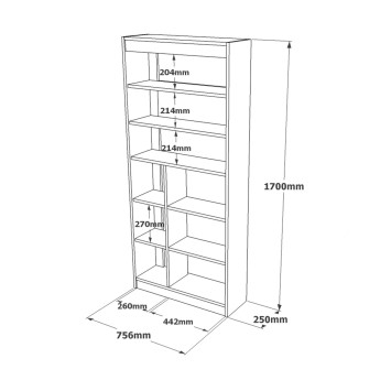 Librería LV19-WK roble blanco - 921YRD1137