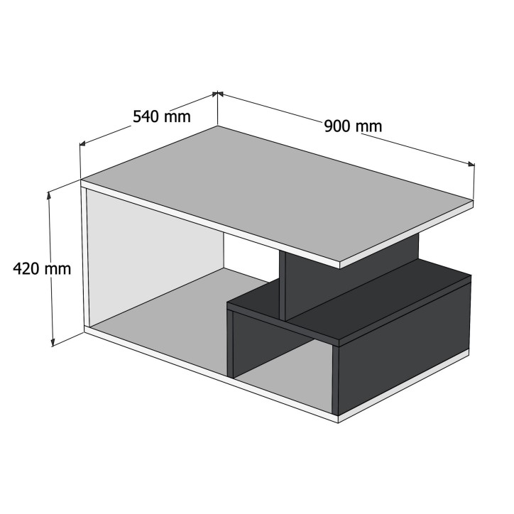 Mesa de centro Arte 2040 mármol negro nogal oscuro