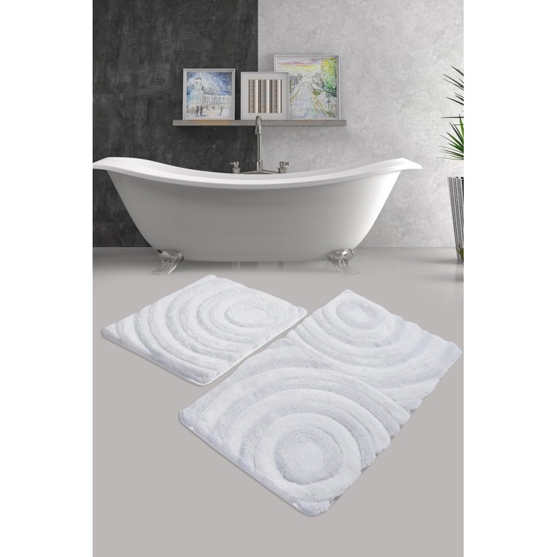 Alfombra de baño Set (2 piezas) Wave  blanco