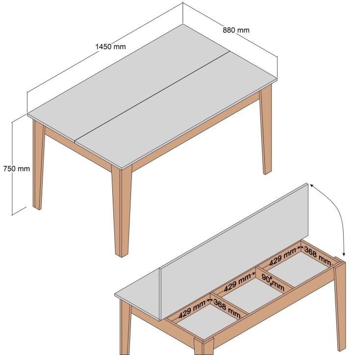 Mesa comedor Milan 515 blanco nogal