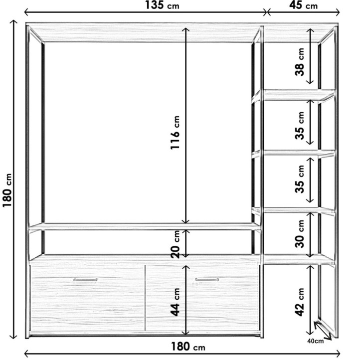 Mueble TV Nigaran L556 nogal