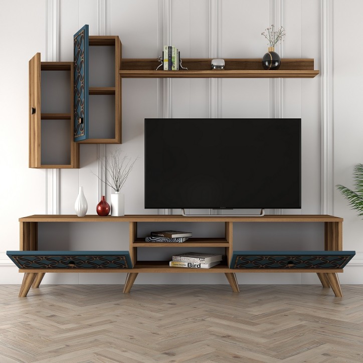 Mueble TV con estante Class S calcedonia nogal