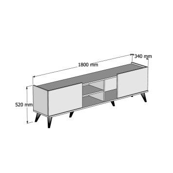 Mueble TV Elegante 1330 negro nogal - 389MZA1109