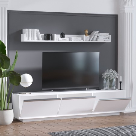 Mueble TV con estante Prag blanco