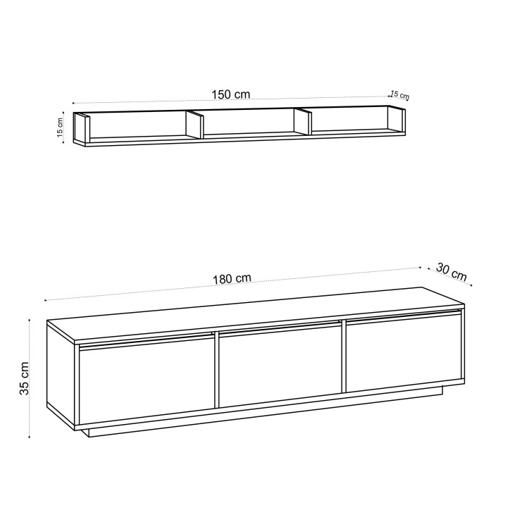 Mueble TV con estante Prag blanco