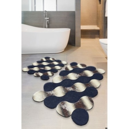 Alfombra de baño Set (2 piezas) Circle  beige oro azul oscuro