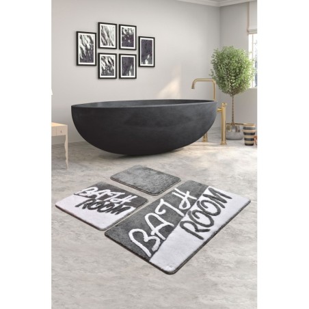 Alfombra de baño Set (3 piezas) Bathroom  gris blanco