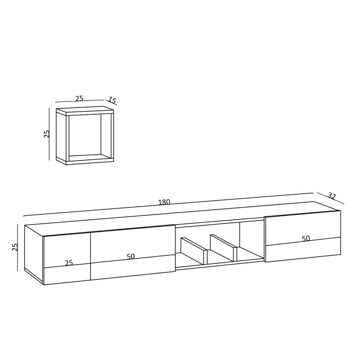 Mueble TV con estante Avior roble zafiro