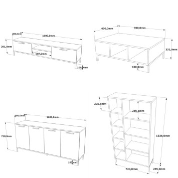 Conjunto de muebles de salón RL6-AA pino atlántico antracita - 956LCS1671