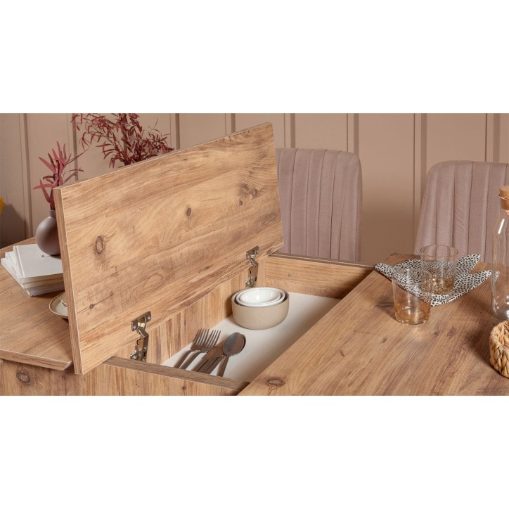 Set mesa comedor extensible y sillas (5 piezas) Vina pino atlántico