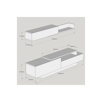 Mueble TV con estante Elda nogal blanco - 835PUQ3008