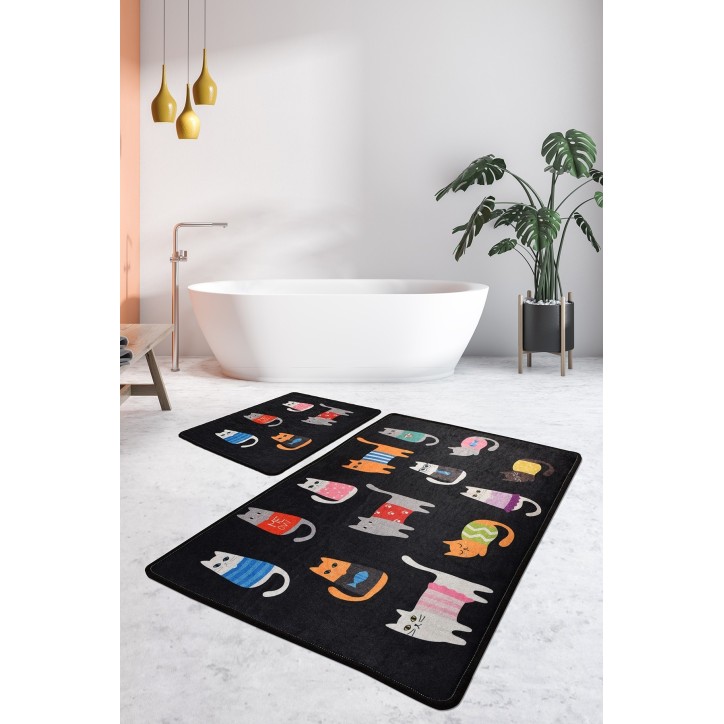 Alfombra de baño Set (2 piezas) Black Cats multicolor