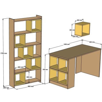 Escritorio con estantería Box calcedonia nogal - 845HCT3809