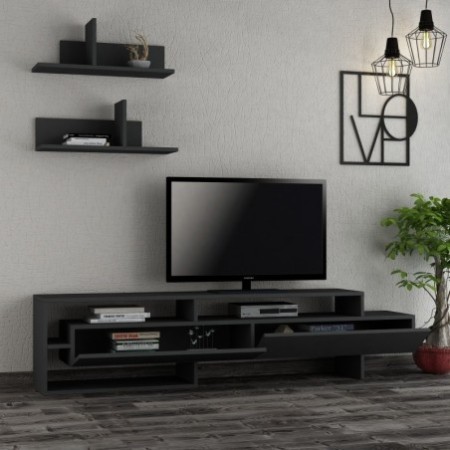 Mueble TV con estante Gara antracita